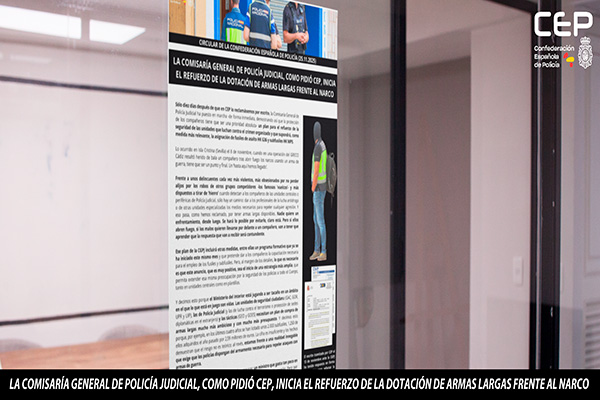LA COMISARÍA GENERAL DE POLICÍA JUDICIAL, COMO PIDIÓ CEP, INICIA EL REFUERZO DE LA DOTACIÓN DE ARMAS LARGAS FRENTE AL NARCO